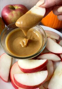 apple slice dipped in caramel
